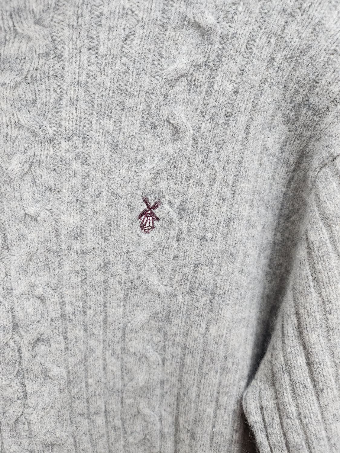 NOTON 울100% 회색 케이블 터틀넥 니트 100-105 XL 상품이미지3