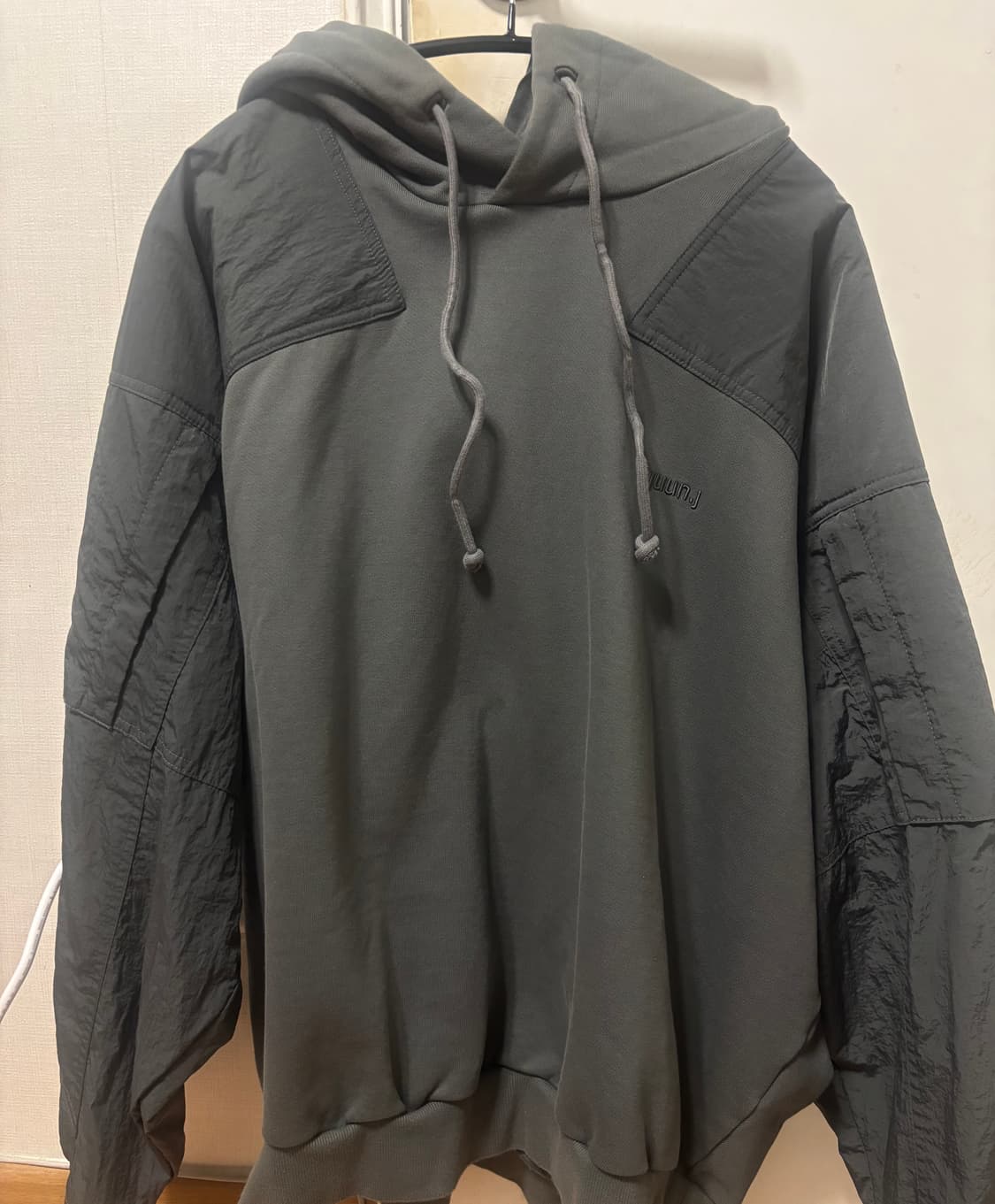 준지 로고 자수 긴소매 투톤 후드 M 상품이미지5