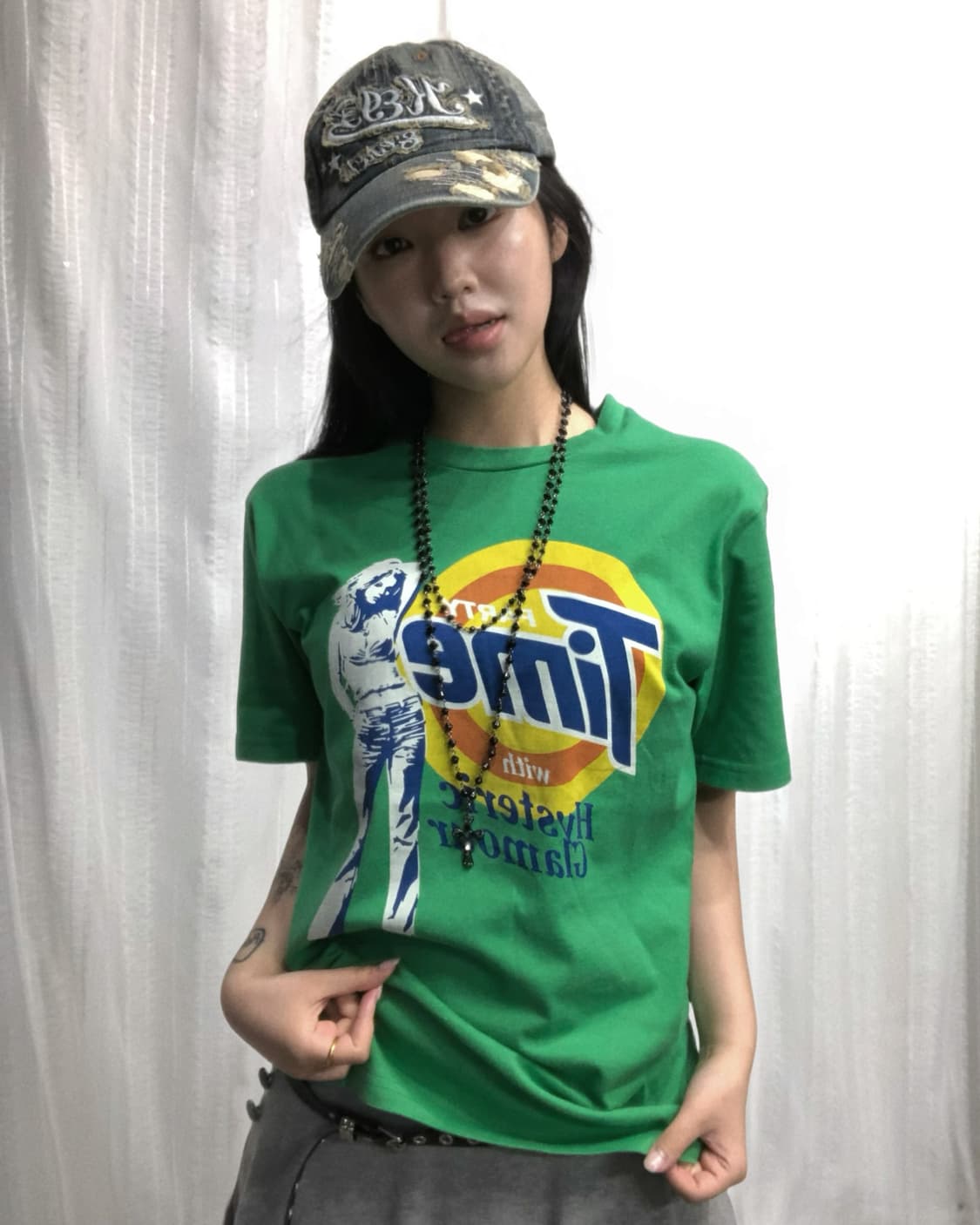 히스테릭 글래머 그린 걸 프린팅 탑 상품이미지1