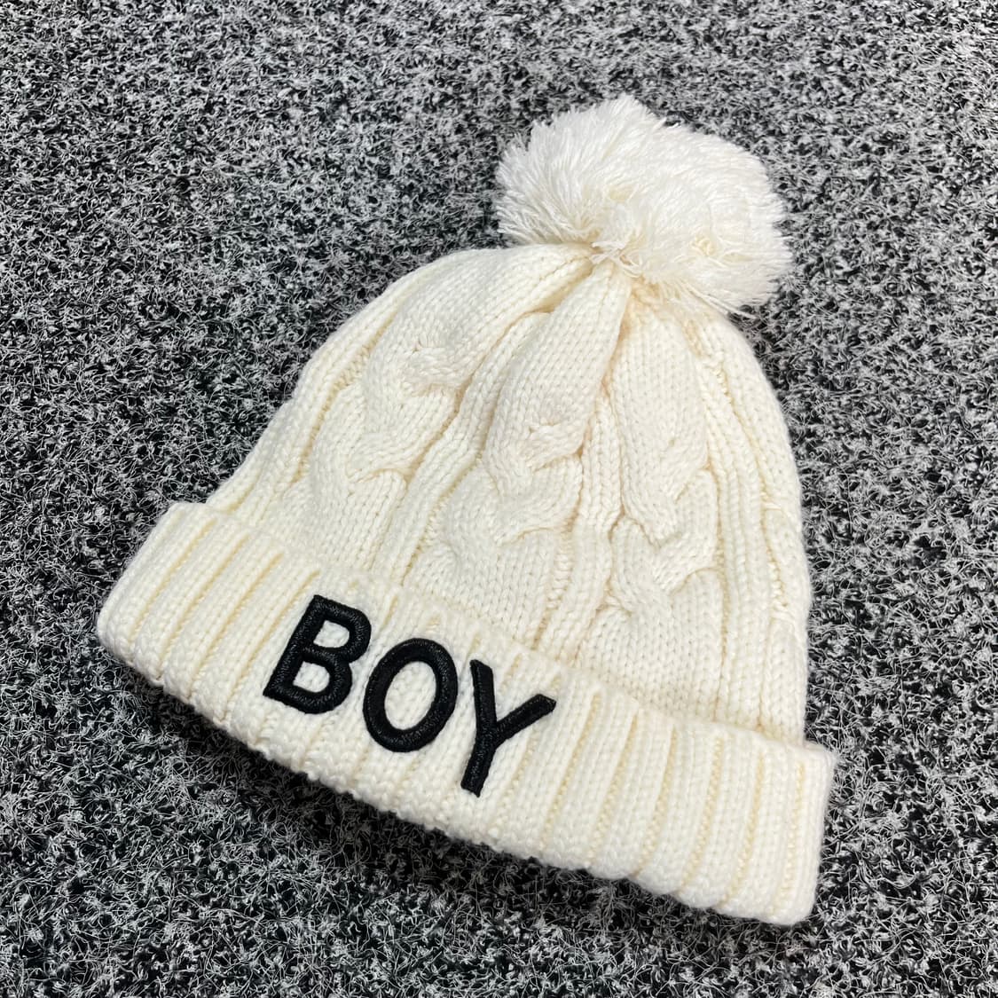 BOY 보이 방울 니트 비니 화이트 상품이미지1