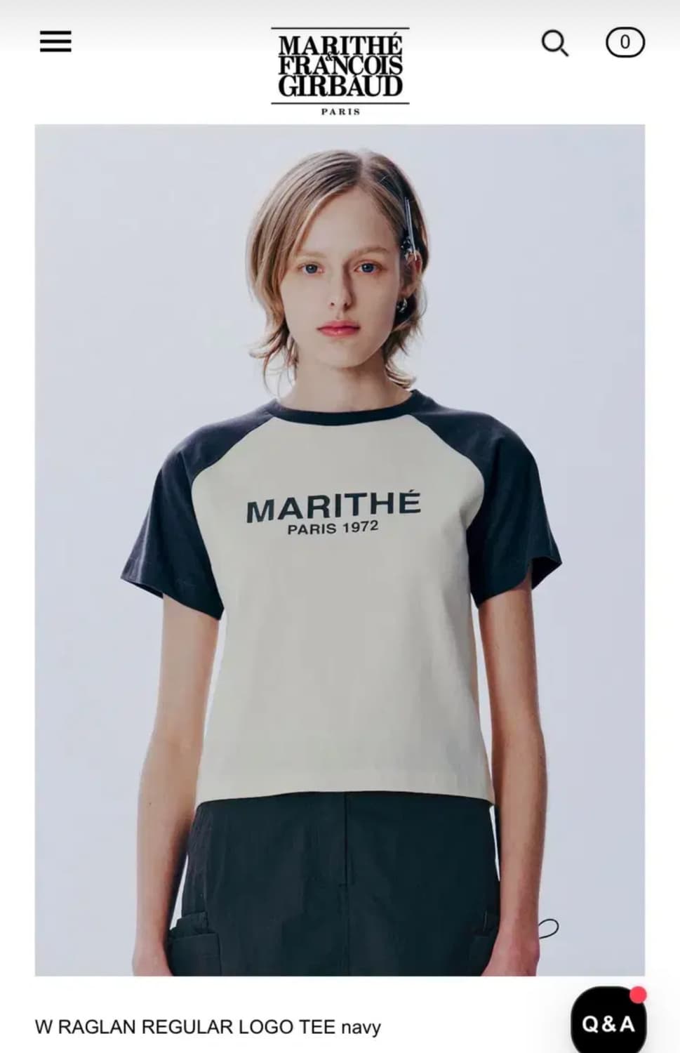 MARITHE W RAGLAN REGULAR LOGO TEE navy 상품이미지1