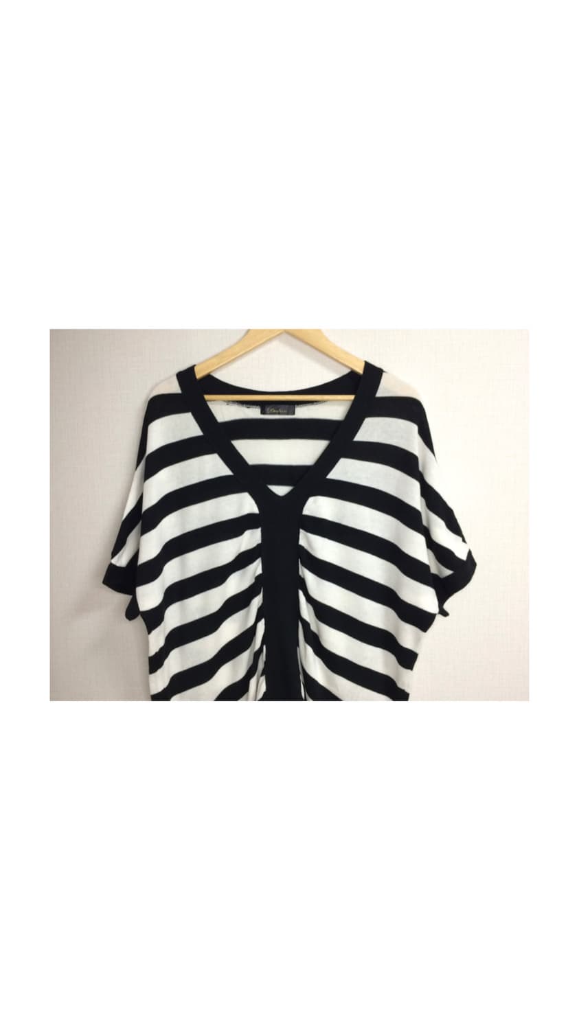 빈티지 블랙 화이트 스트라이프 셔링 박시 니트 튜닉 상품이미지2