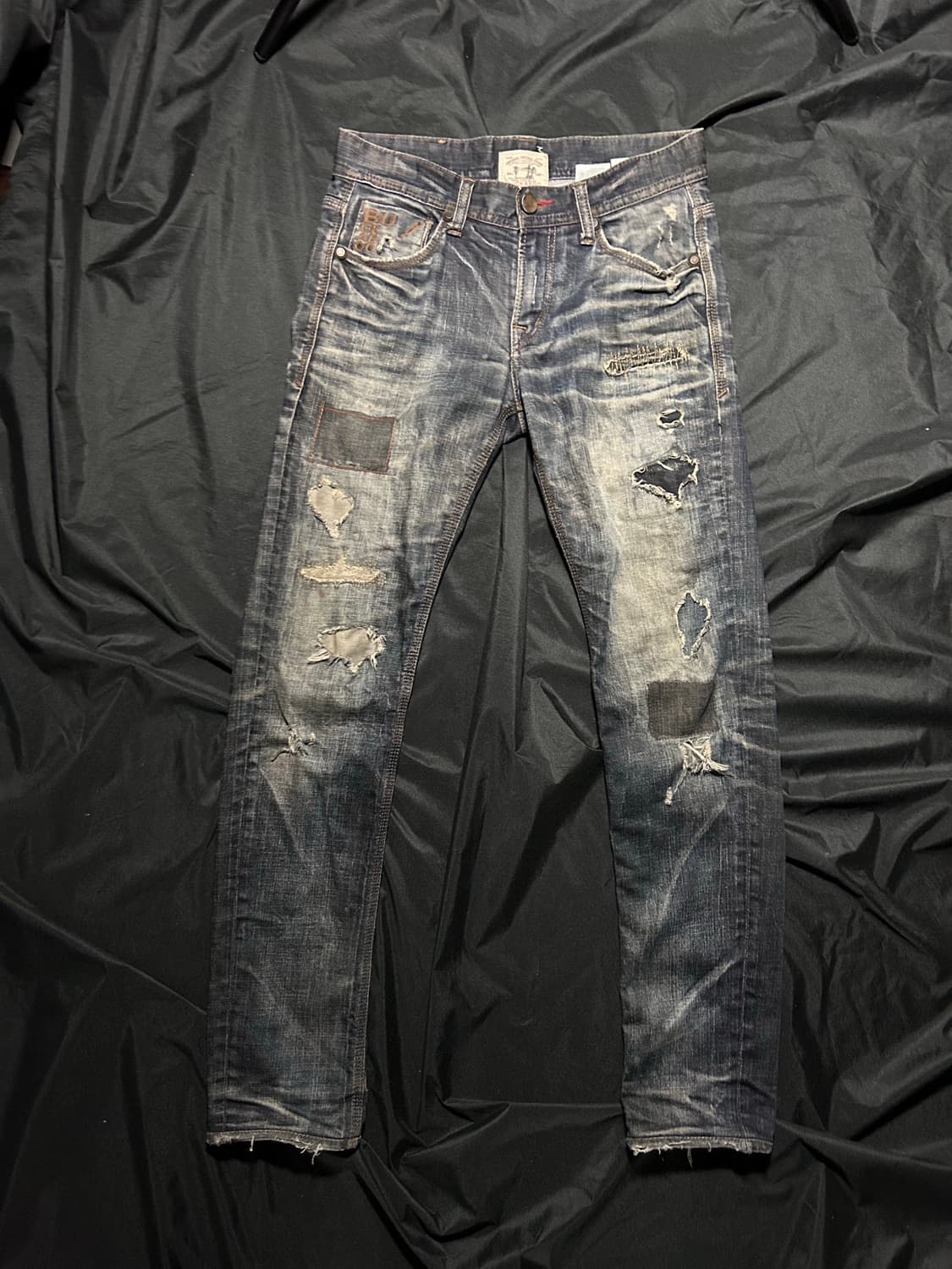 destroyed ripped-reborn patch denim pant 상품이미지1