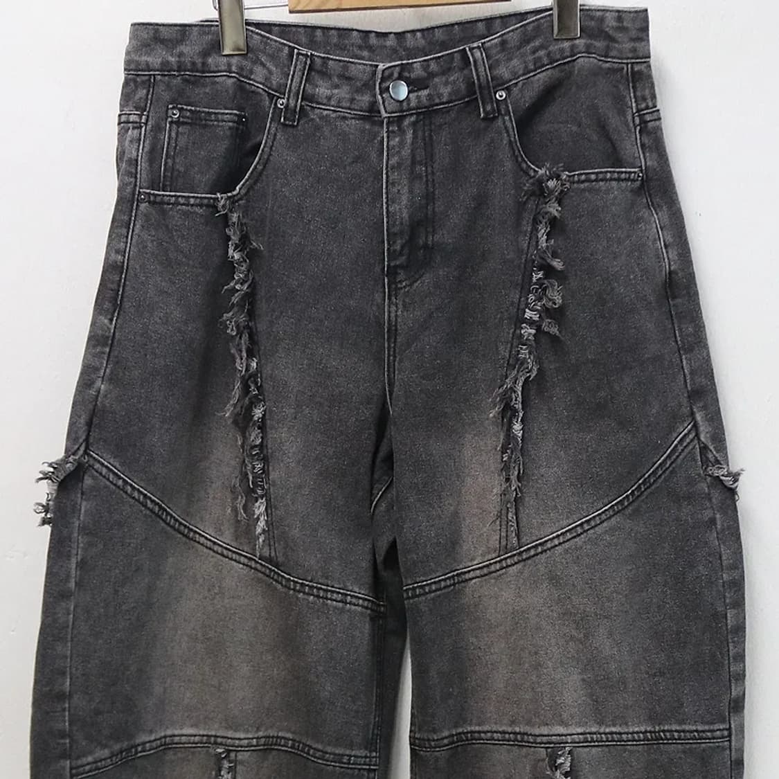 절개 데미지 디테일 벌룬핏 데님팬츠 62088 상품이미지3