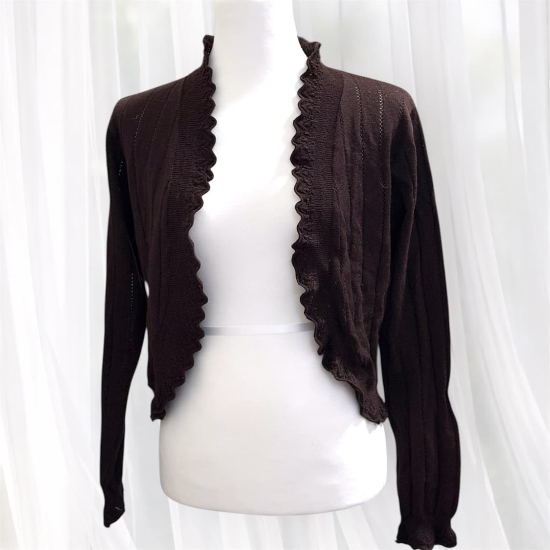 빈티지 모리걸 코코아 프릴 가디건 상품이미지1