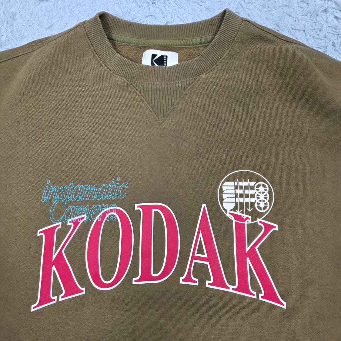 코닥 인스타매틱 오버핏 기모 맨투맨 카키 2XL 상품이미지3
