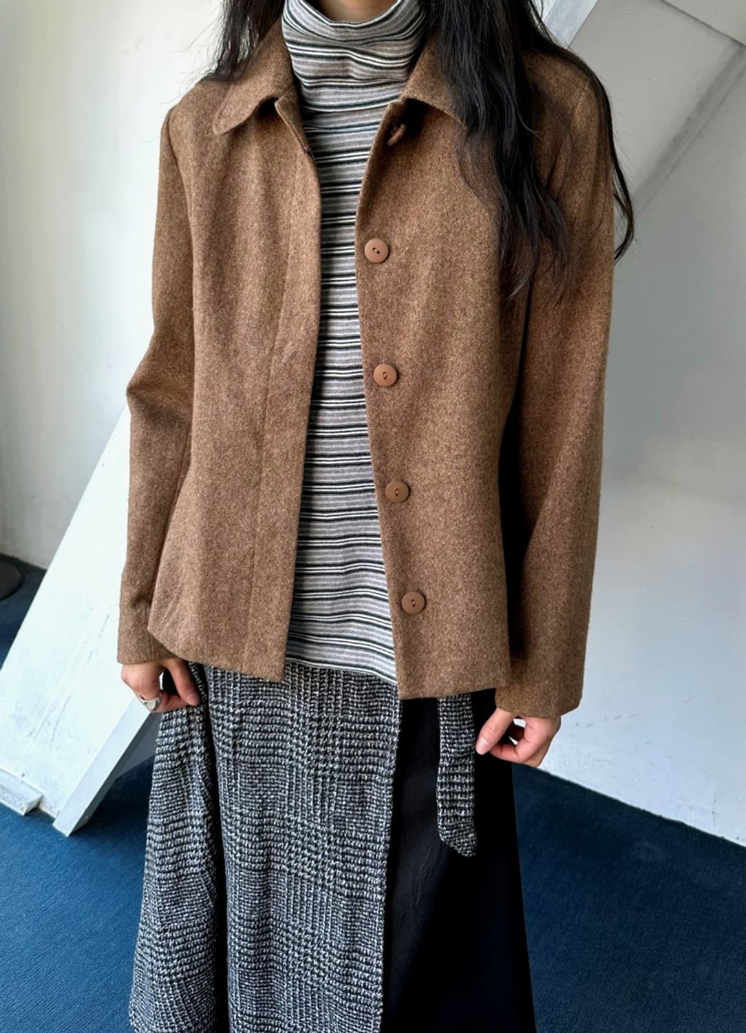 Tweed fabric single collar jacket 상품이미지6