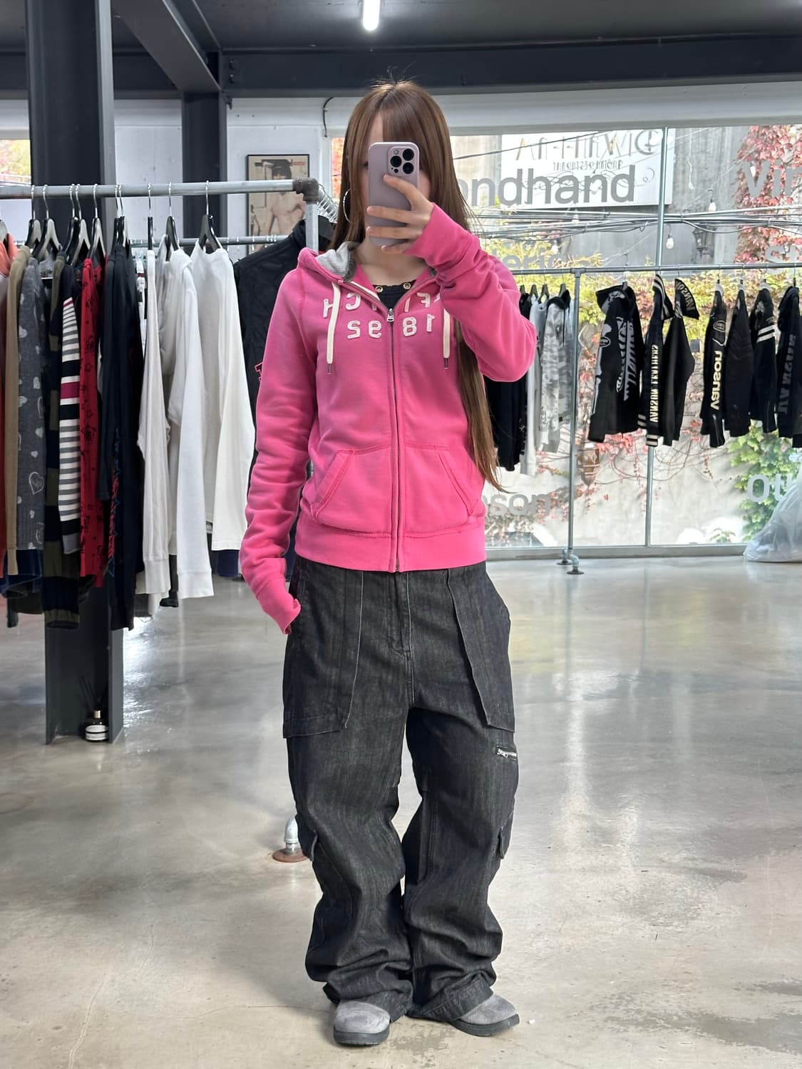 아베크롬비 후드집업 핑크 상품이미지2