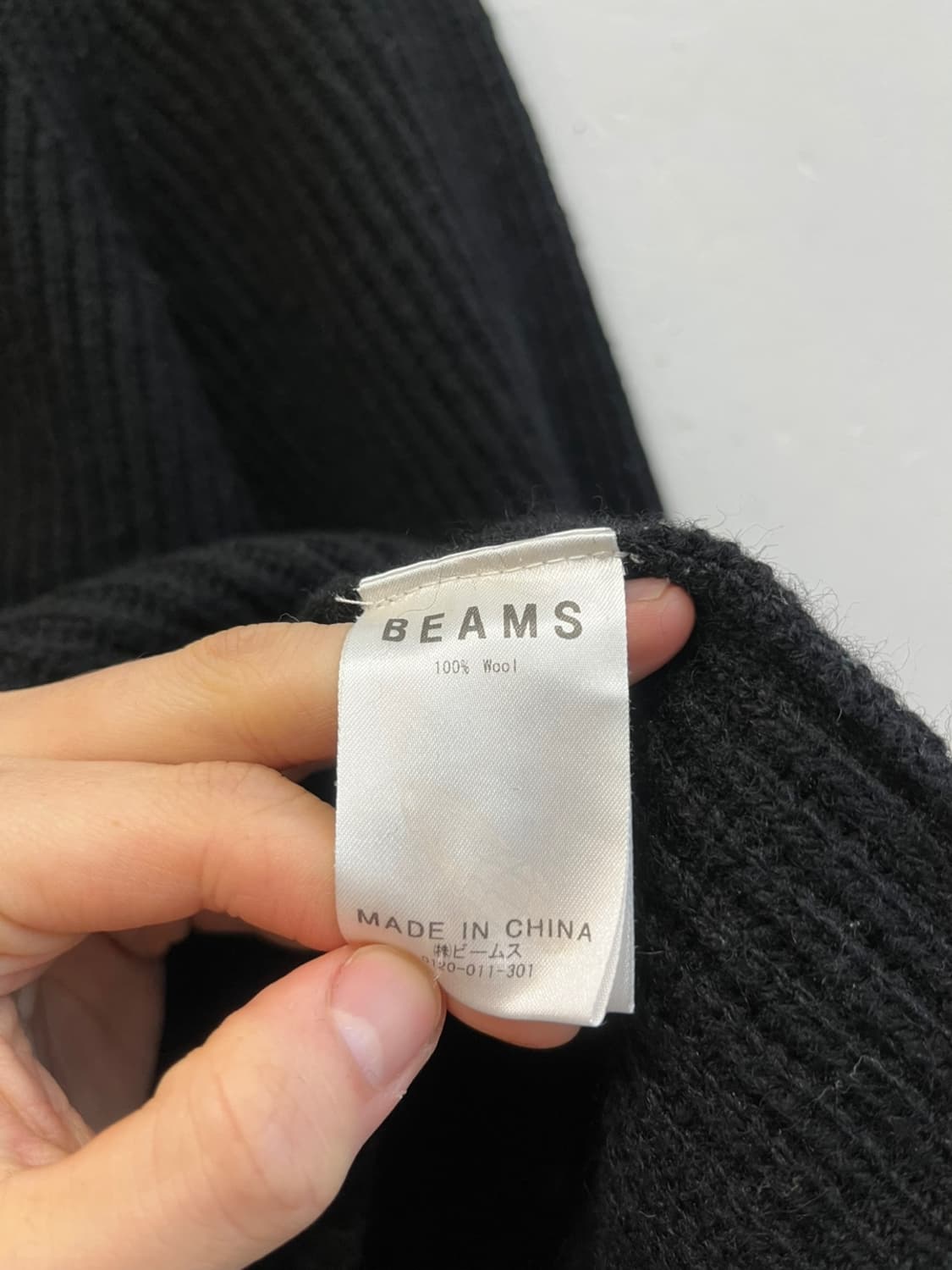 BEAMS 빔즈 퓨어울 립 니트 블랙 M 상품이미지5