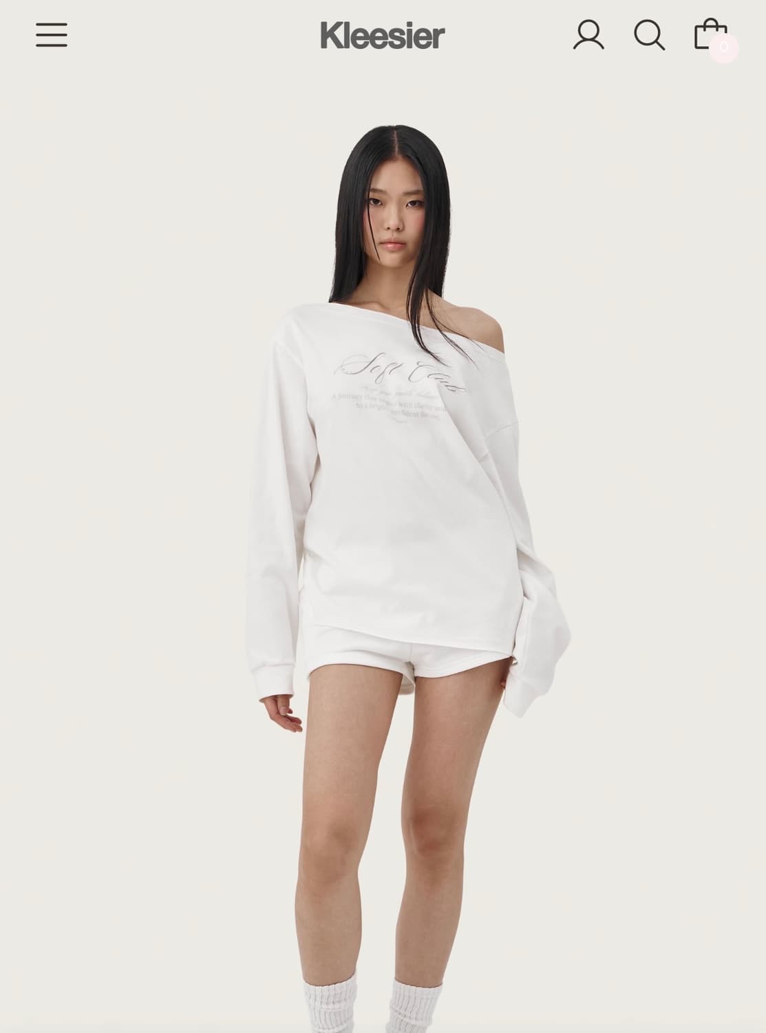 (새상품) 클리시어 소프트클럽 원숄더 맨투맨 화이트 상품이미지1