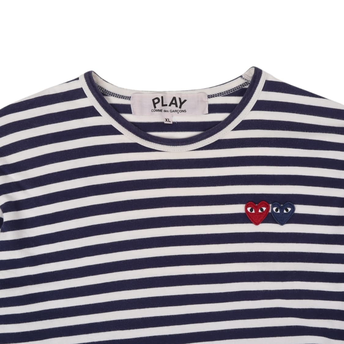 꼼데가르송 더블 하트 네이비 스트라이프 보더 롱슬리브 상품이미지2