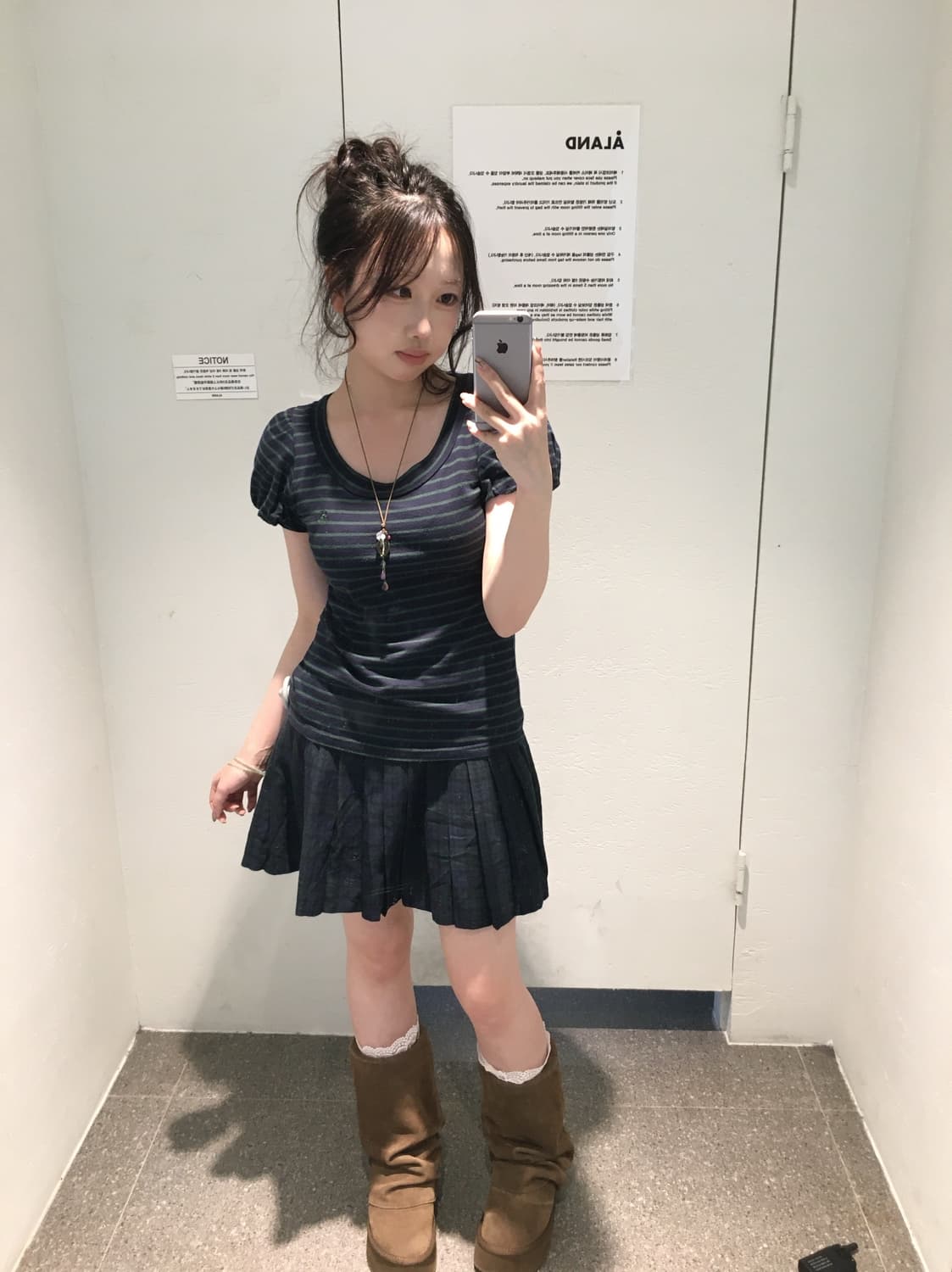 그린 스트라이프 버버리 퍼프 반팔 코디세트 상품이미지2