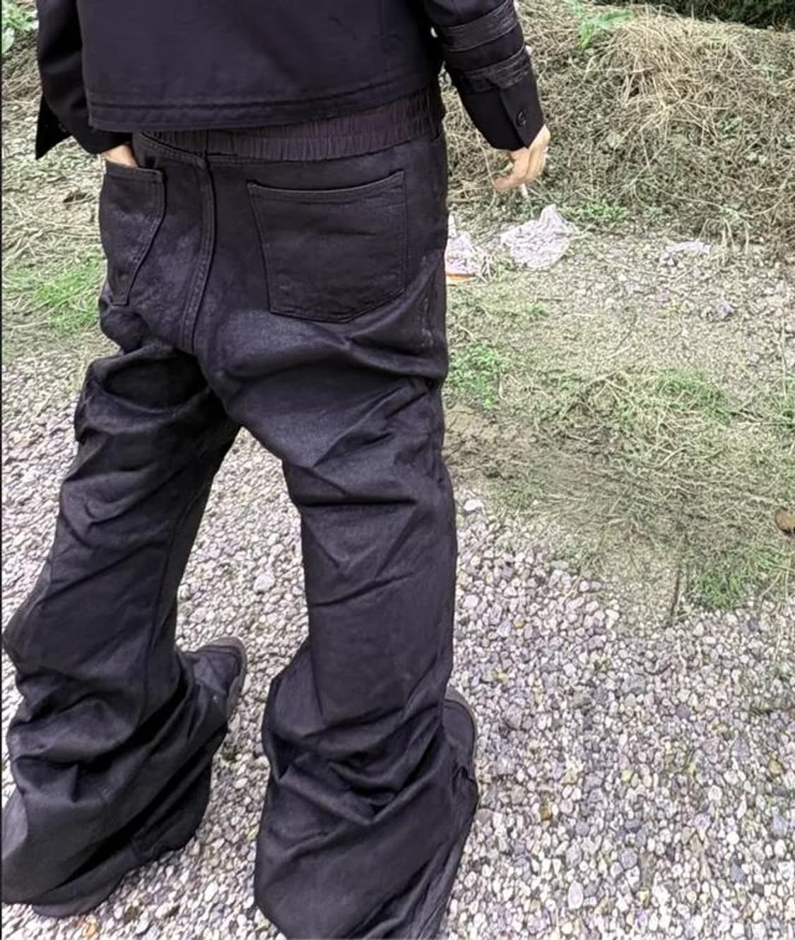 Handmade 블랙 왁스코팅 플레어 데님 팬츠 32 상품이미지1