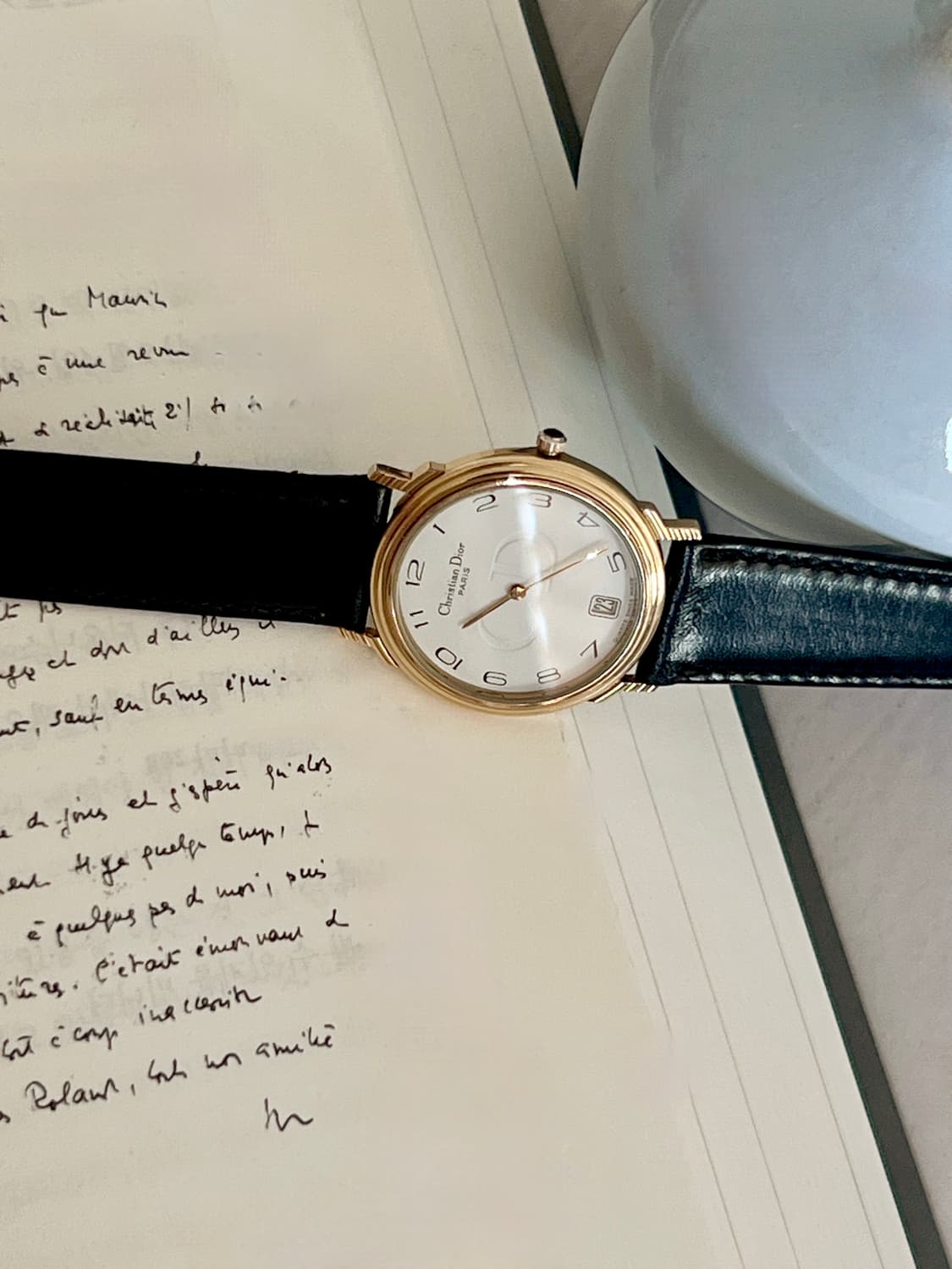 Christian Dior 골드 라운드 화이트 다이얼 디올 시계 상품이미지6