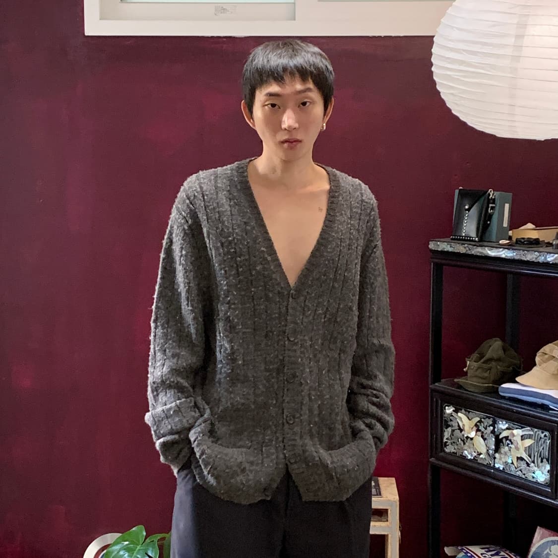 프라다 알파카 오버사이즈 브이넥 가디건 상품이미지1