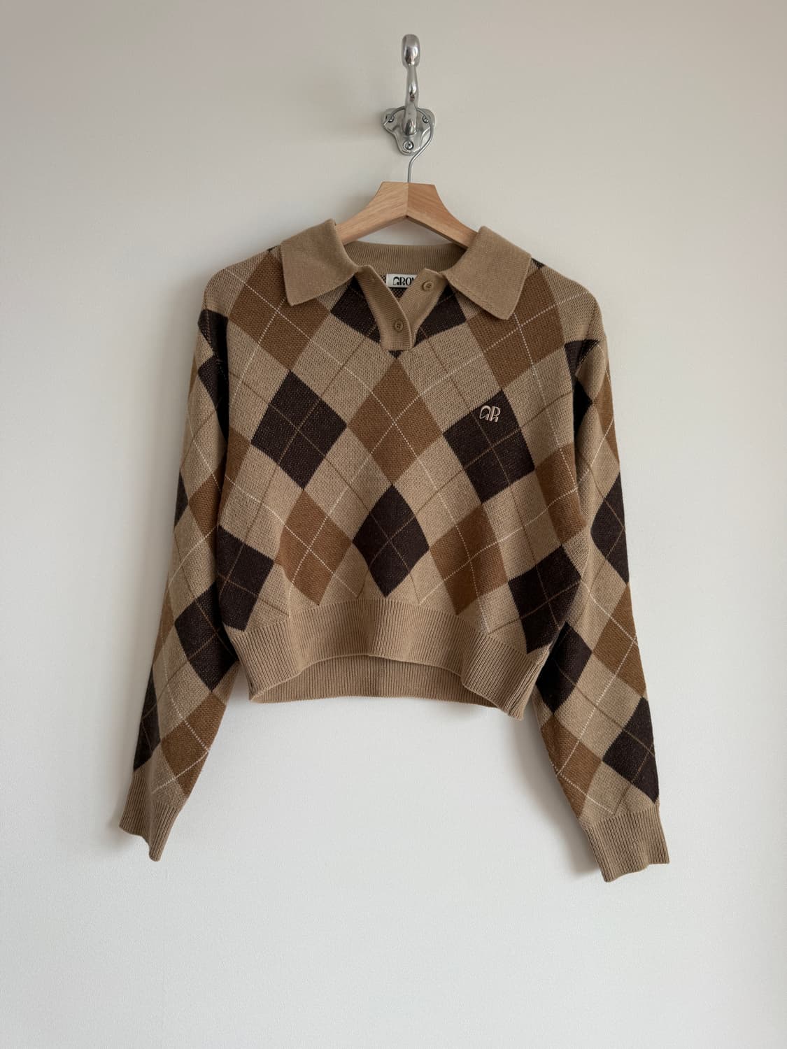 그로브(GROVE) 아가일 체크 카라 니트 상품이미지1