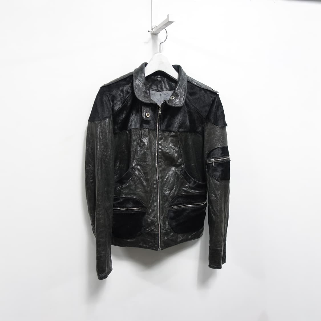 (55~66) 빈티지 송치 퍼 레더 믹스 자켓 상품이미지5