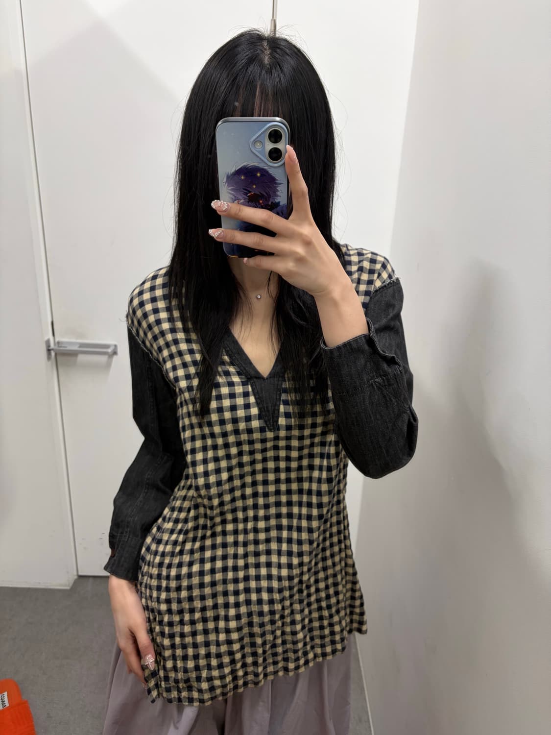 솔로이스트 체크 튜닉 블라우스 상품이미지5