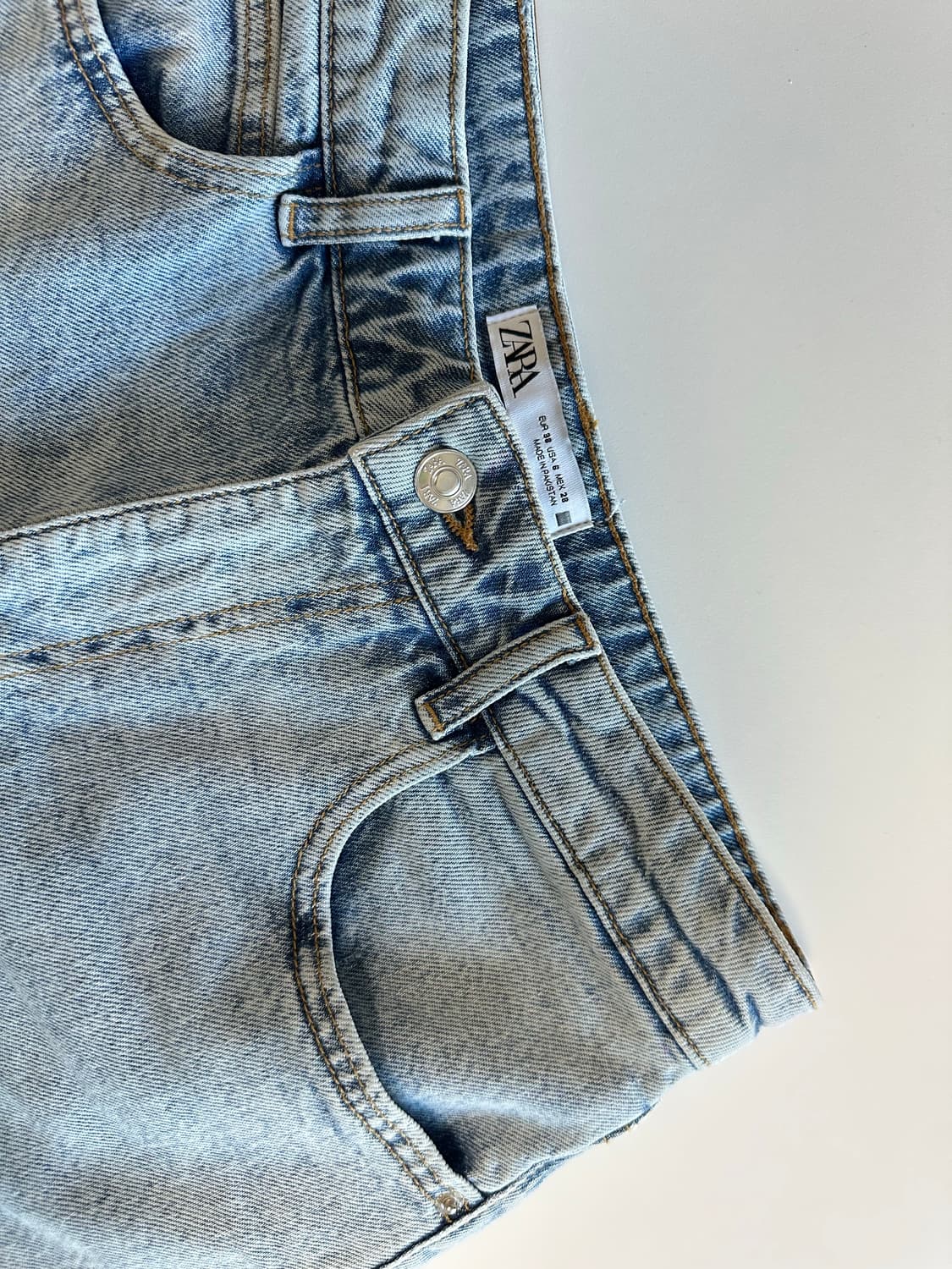 [ZARA] 맘핏 하이라이즈 쇼츠 미디움 블루 38 상품이미지4