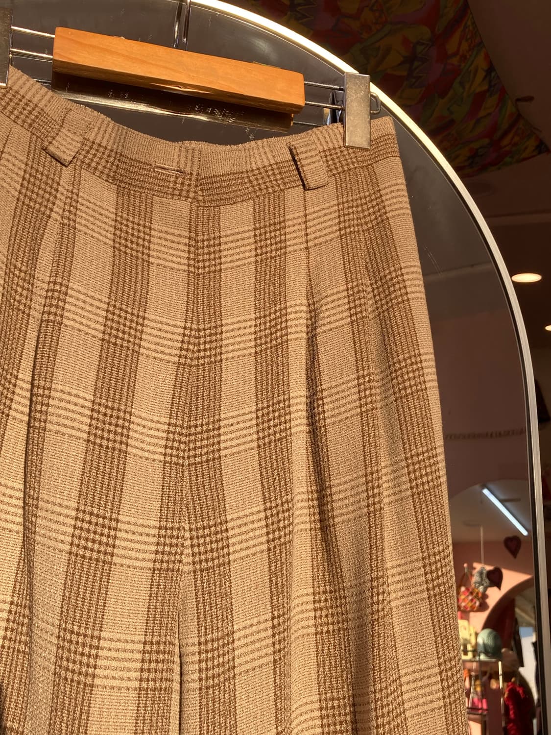 빈티지 베이지 체크 팬츠 상품이미지3