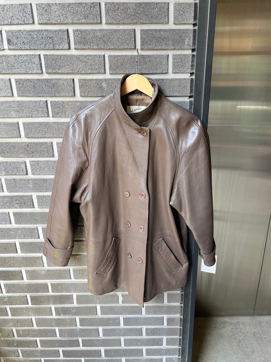 90s Genuine Lambskin 양가죽 더블브레스트 자켓 브라운 상품이미지1