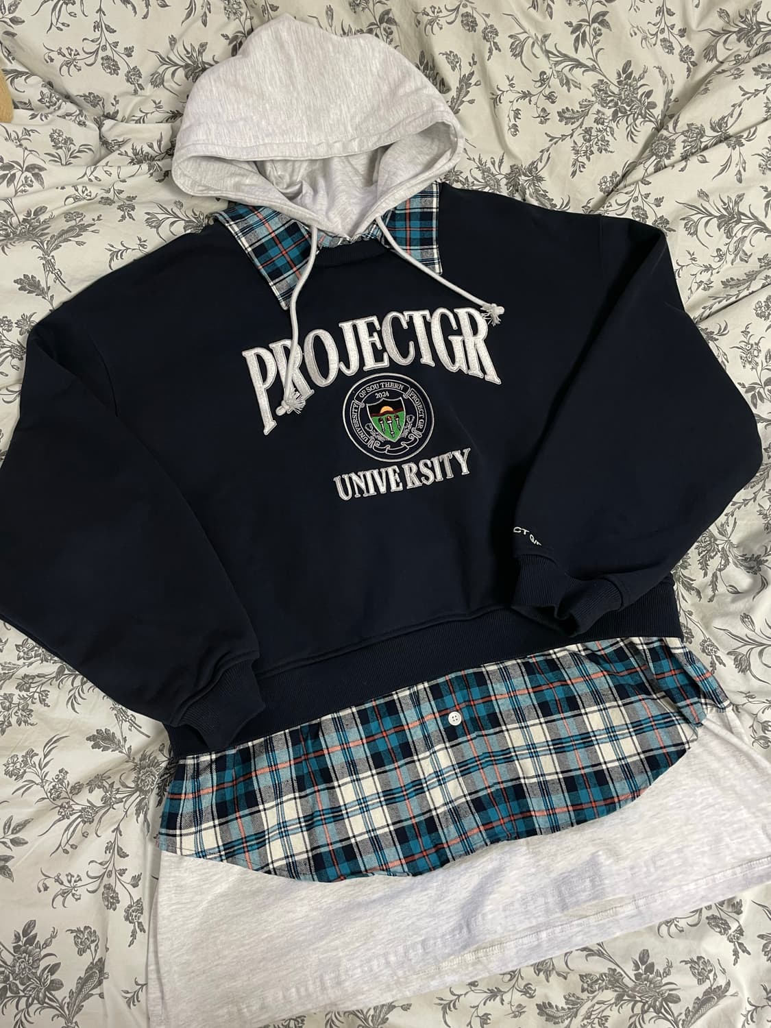 프로젝트지알 레이어드 후드 네이비 상품이미지1