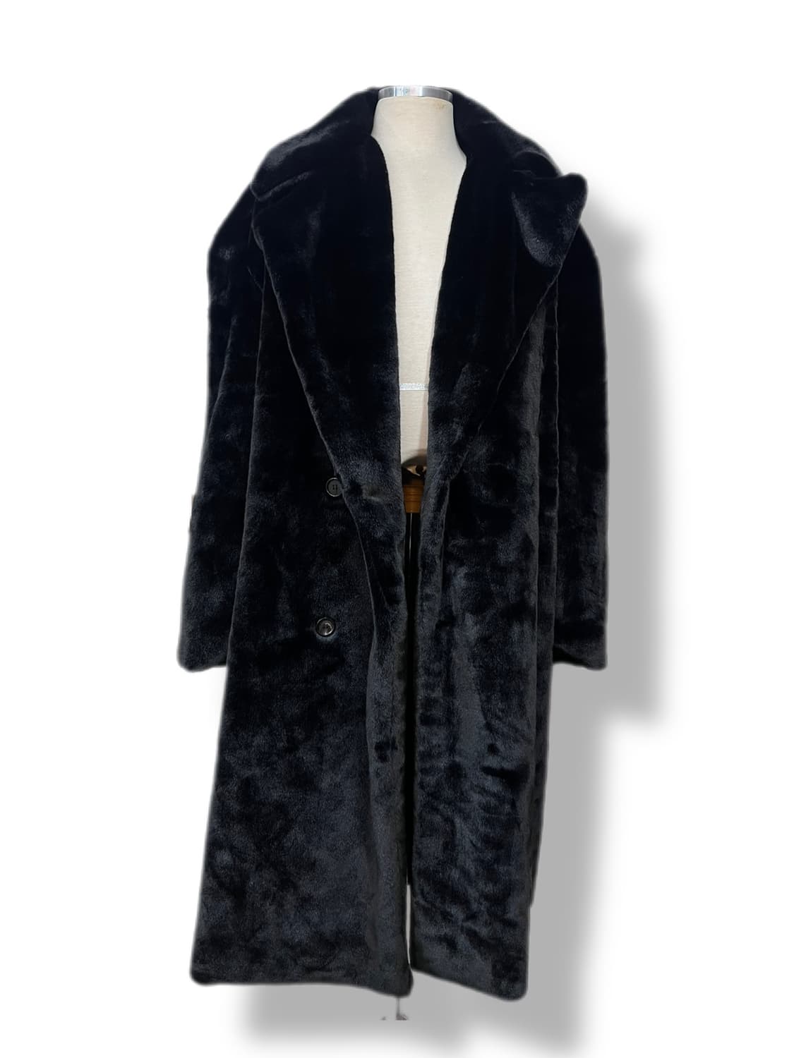 블랙 퍼 롱 코트 상품이미지1