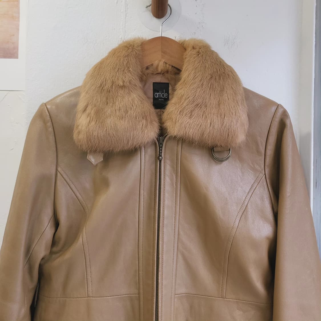 카멜 양가죽 래빗퍼 자켓 여자 M 상품이미지4