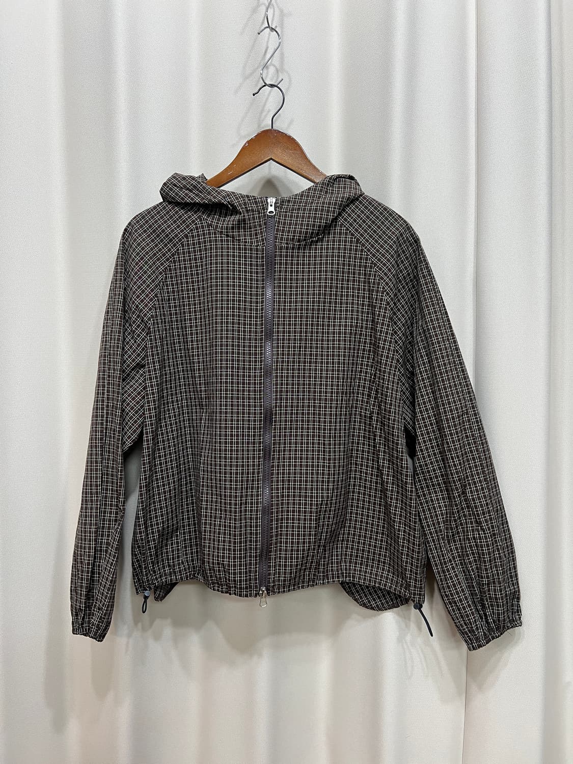 여성 체크 투웨이 바람막이 자켓 상품이미지2