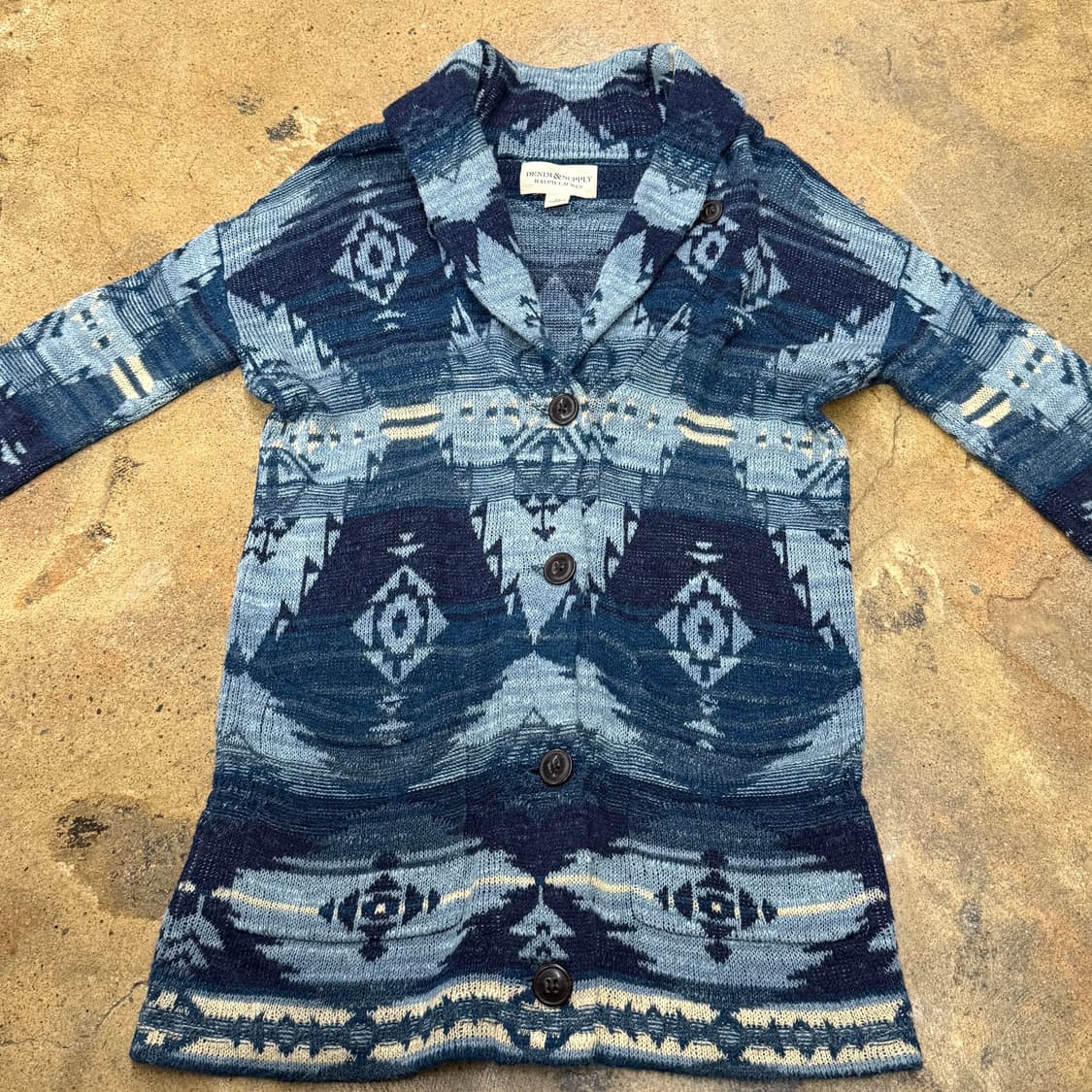 폴로 데님앤서플라이 모리 네이비 청 색 카라 니트 가디건  상품이미지3