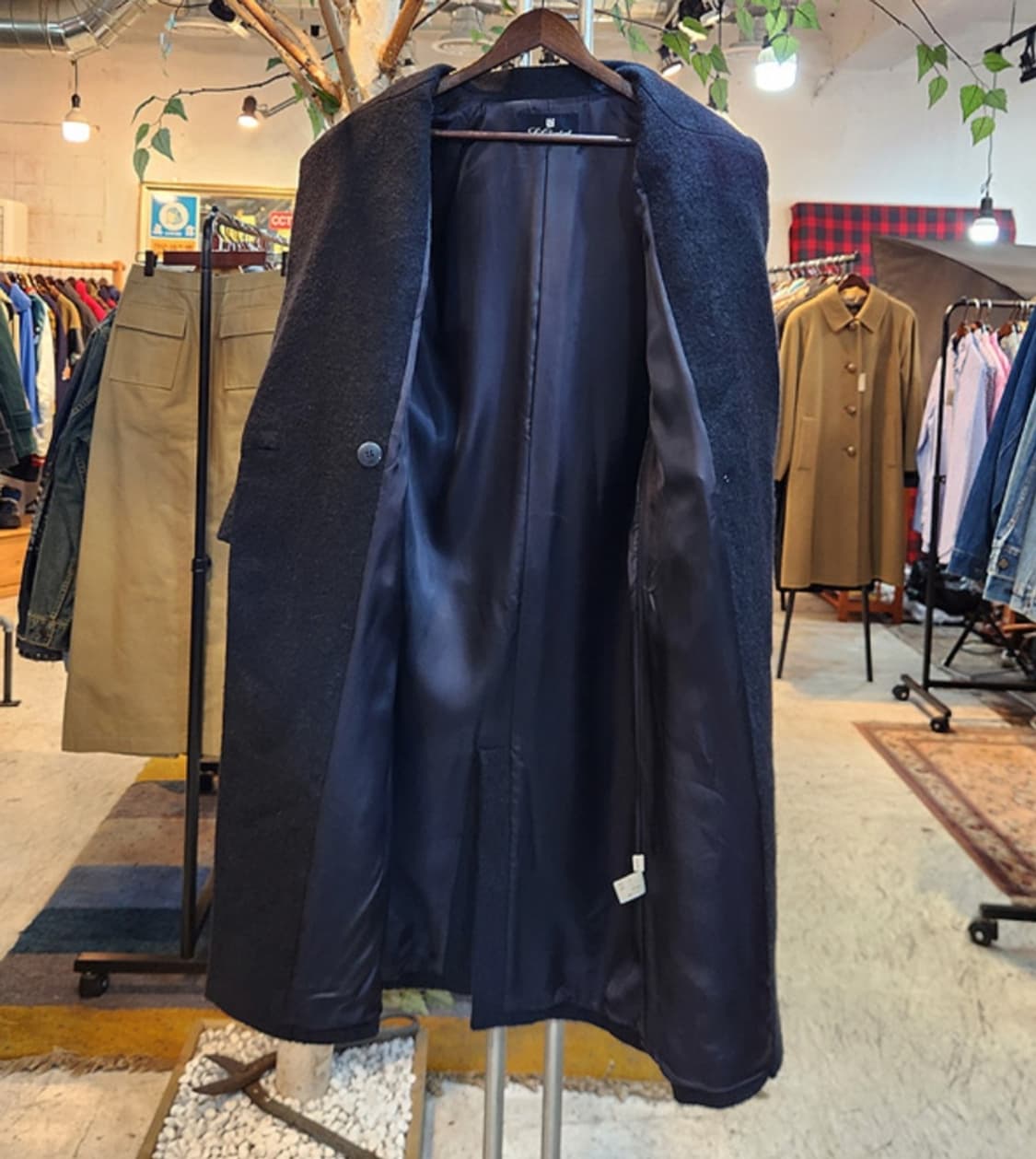 Lui chantant 도톰한 캐시미어 울 블렌드 블랙 롱 코트 상품이미지9