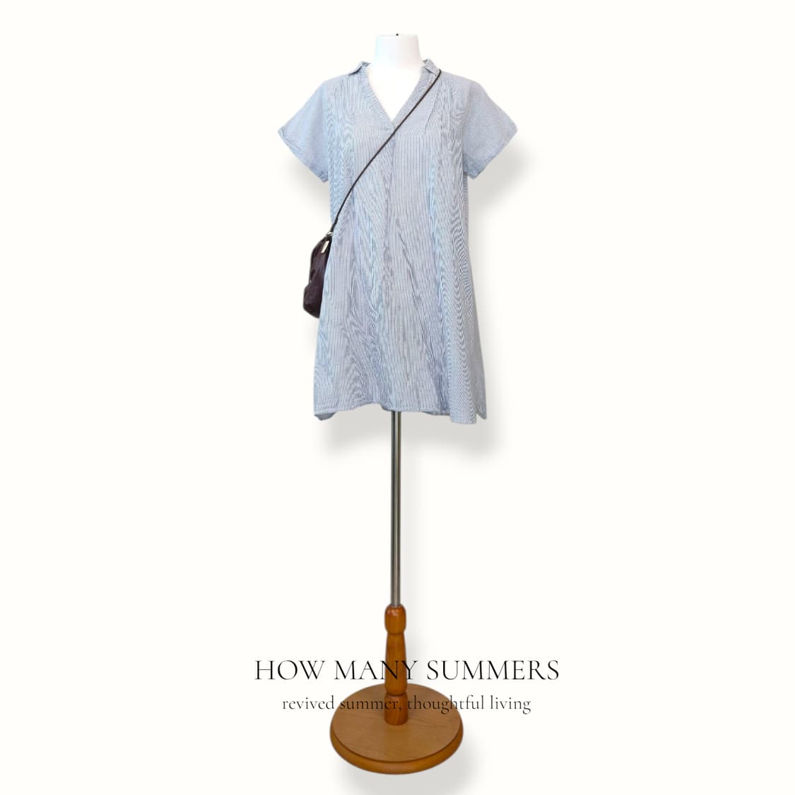 어스뮤직앤에콜로지 스트라이프 코튼 린넨 셔츠 원피스 튜닉 F 네이비 상품이미지1