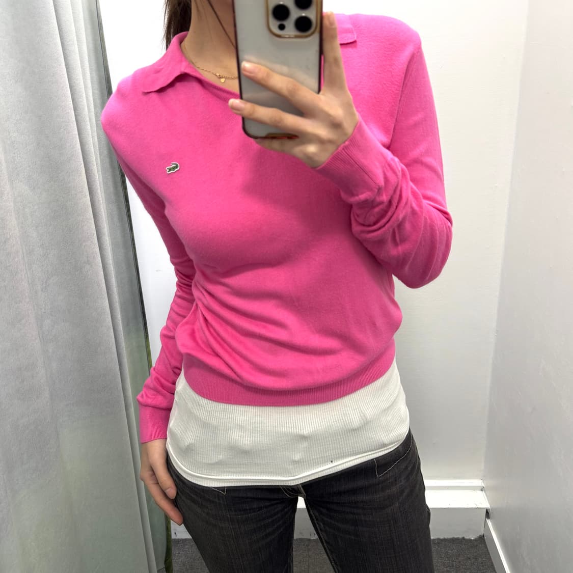 라코스테 핑크 카라 니트  상품이미지2