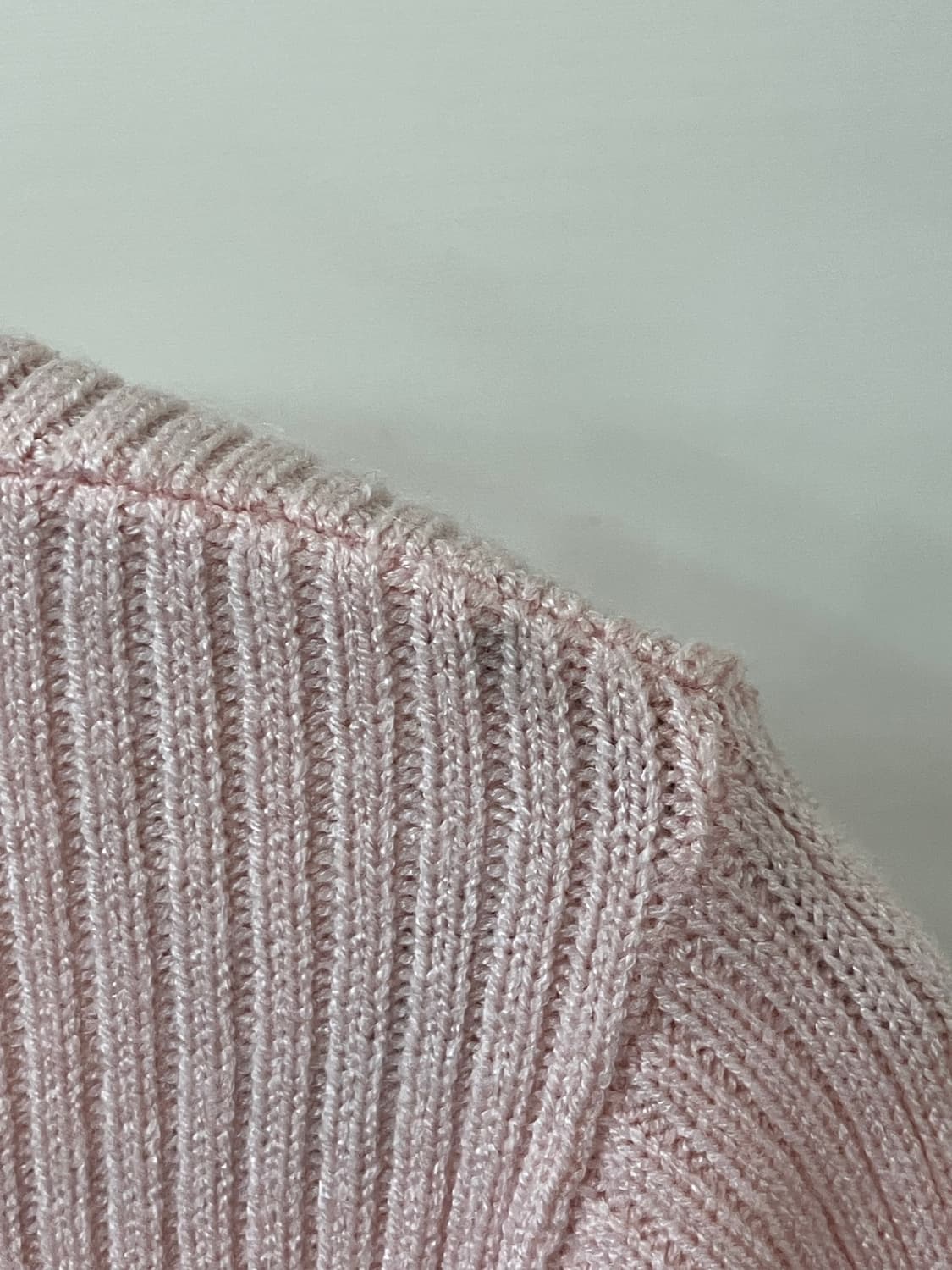 브이넥 골지 가디건 핑크 상품이미지2