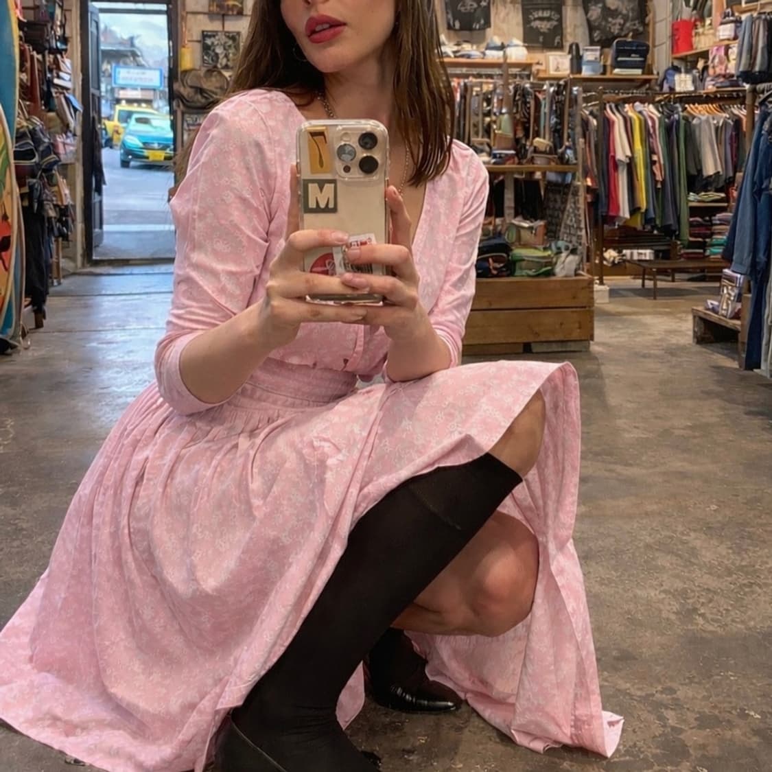 90’s USA vintage pink floral dress 상품이미지1