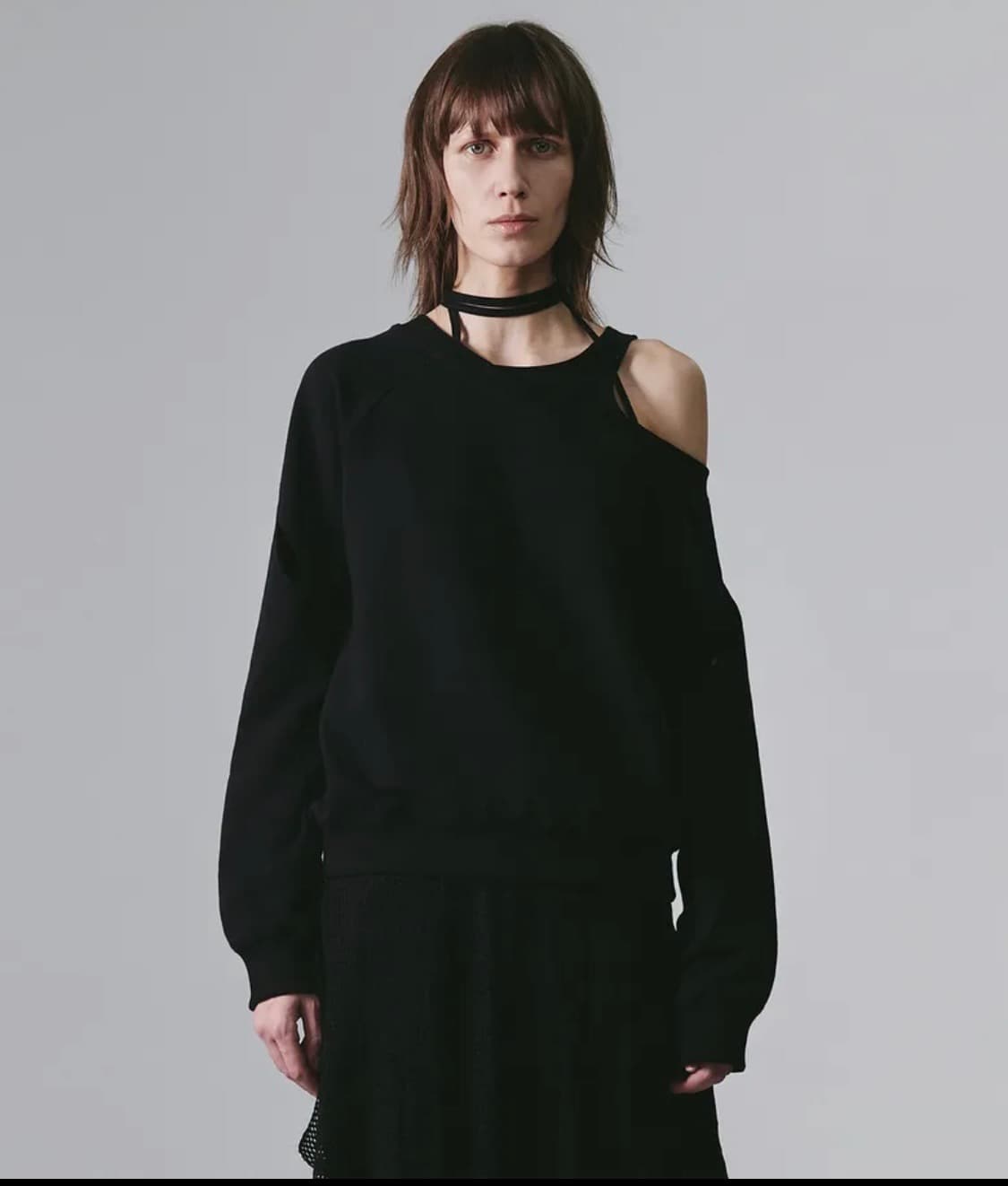 NACHE 나체 슬릿 레이어드 맨투맨 블랙 상품이미지1