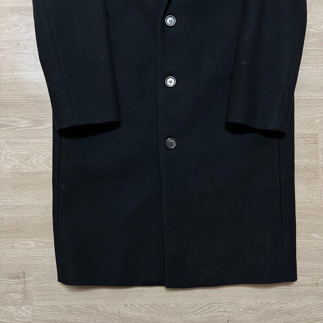 인실런스 맨즈 울 블렌드 싱글 브레스티드 코트 [블랙] S/90 상품이미지3