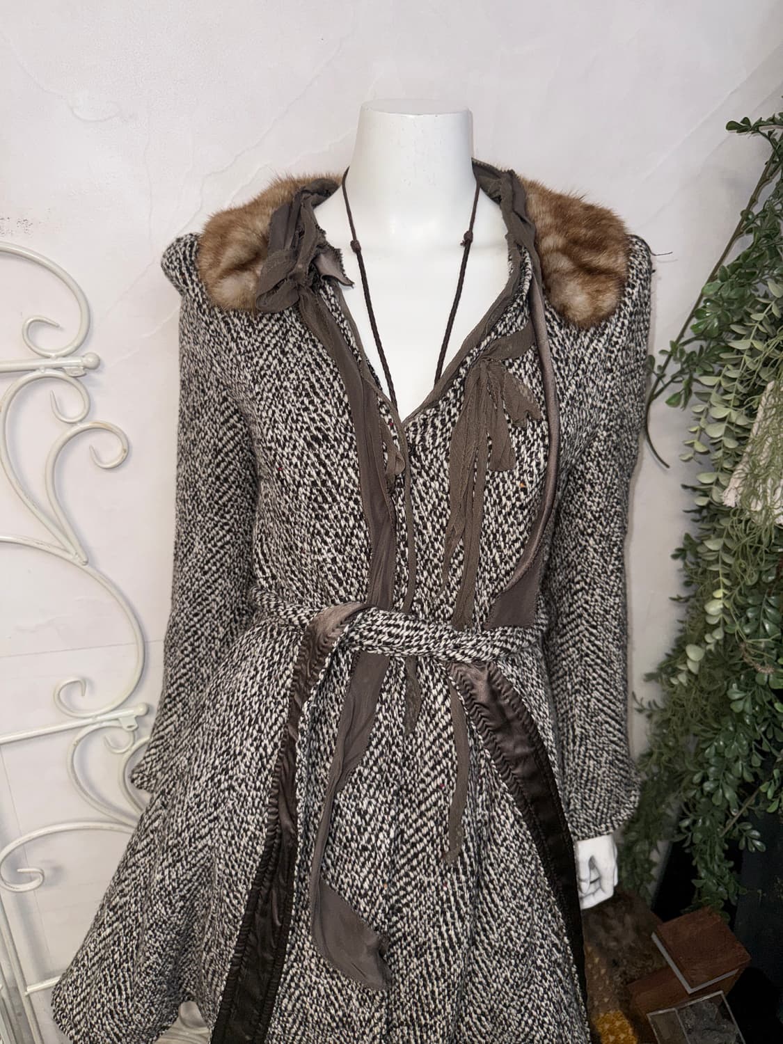 O’2ND brown mink fur silk detail coat 상품이미지6
