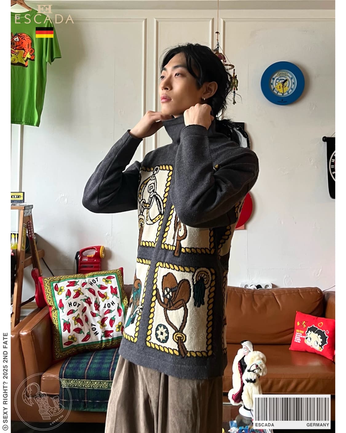 1980-90s ESCADA Antic High Neck Sweater 상품이미지1