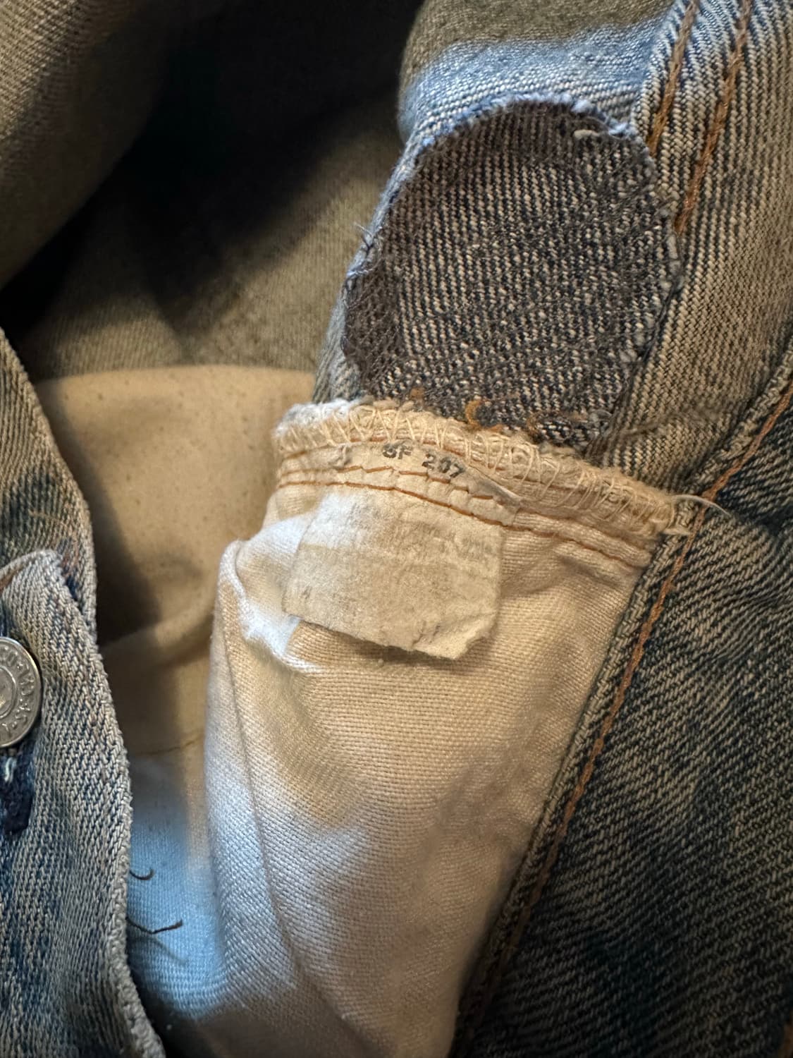 70s USA 빈티지 리바이스 501 6전기 셀비지 데님 팬츠 상품이미지9