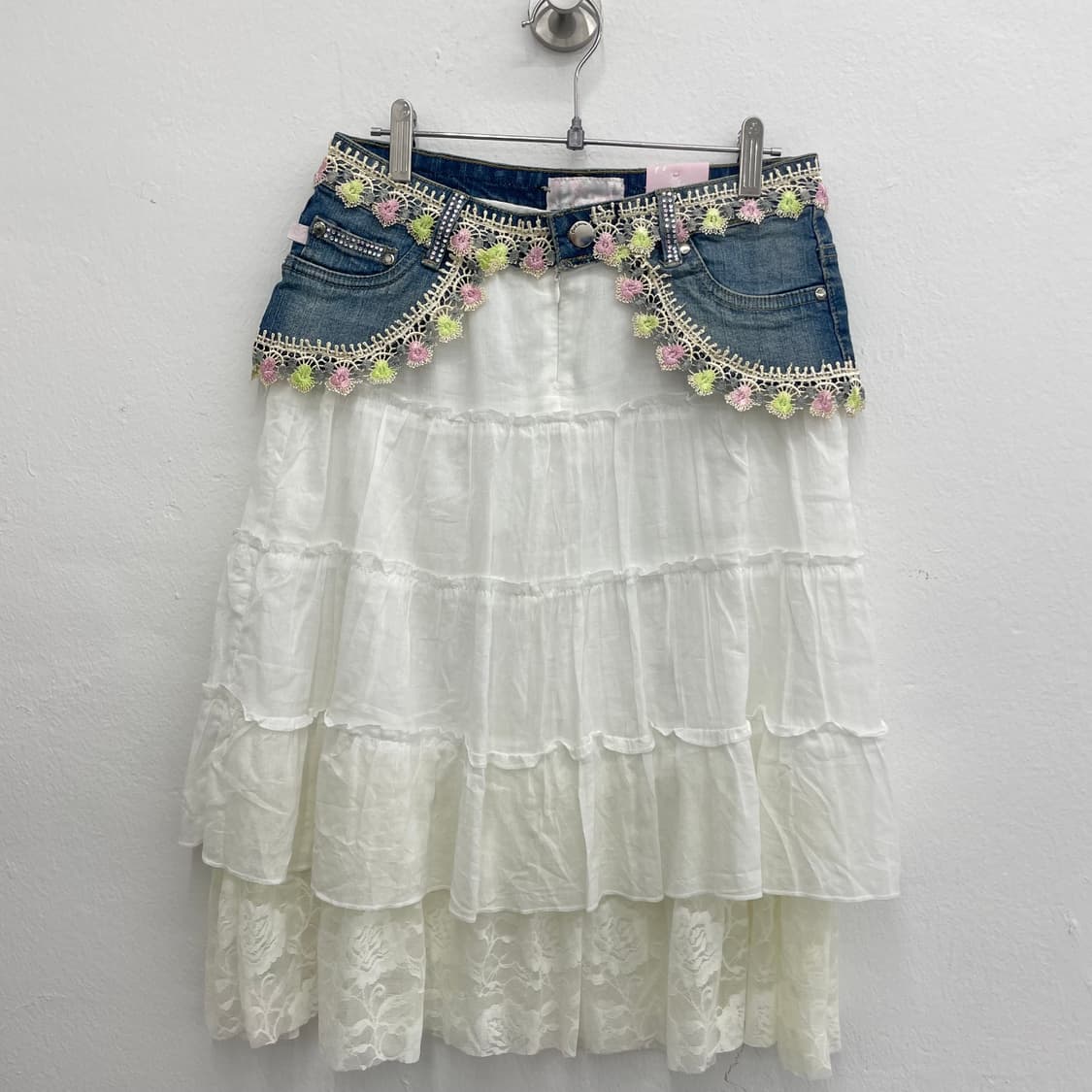 crochet denim waist skirt 상품이미지1