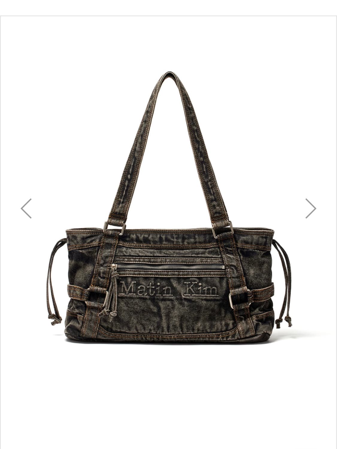 마뗑킴 마틴 워시드 데님 스퀘어 백 인 블랙 상품이미지1