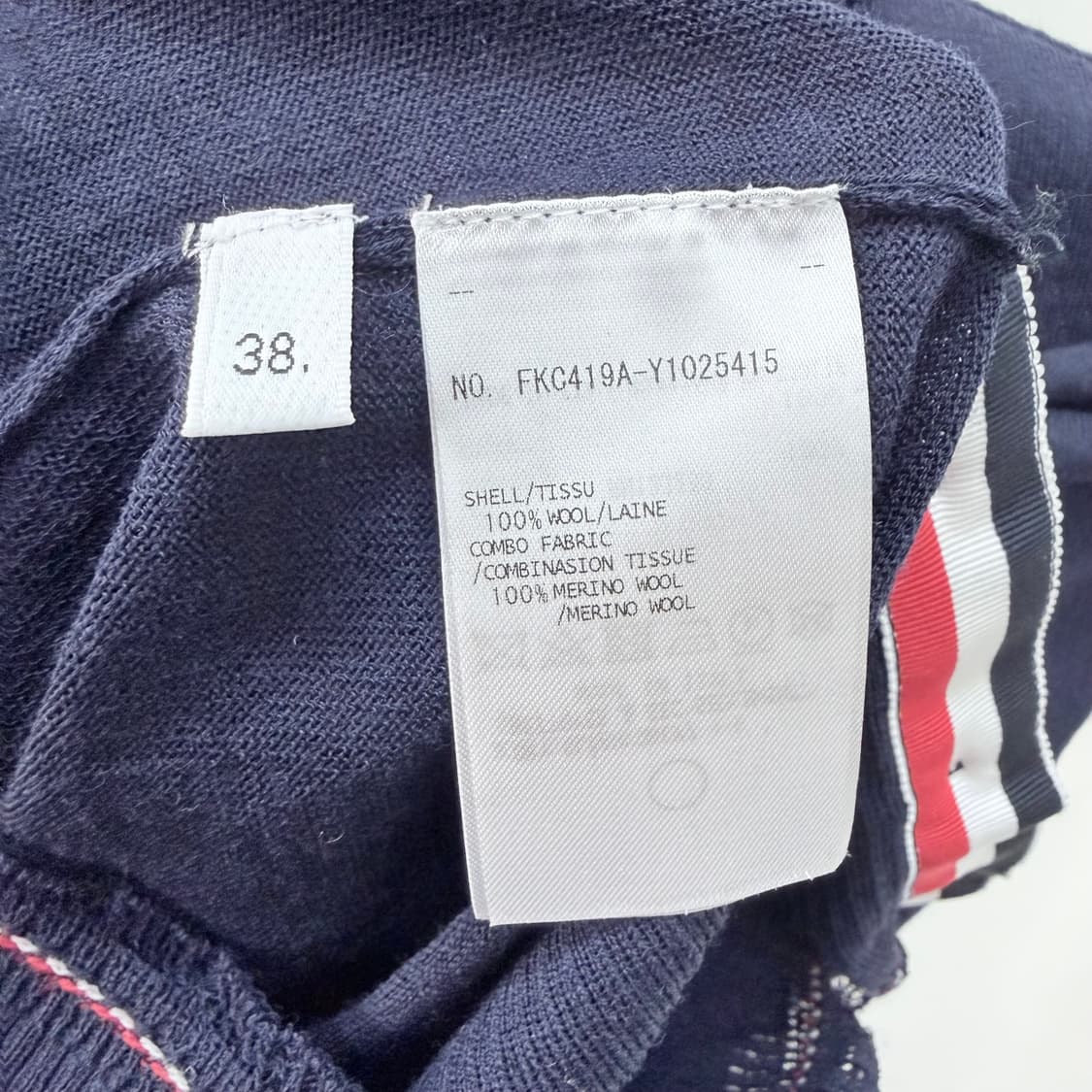 [미사용/38] 톰브라운 트리밍 여성 크루넥 가디건 네이비 상품이미지6