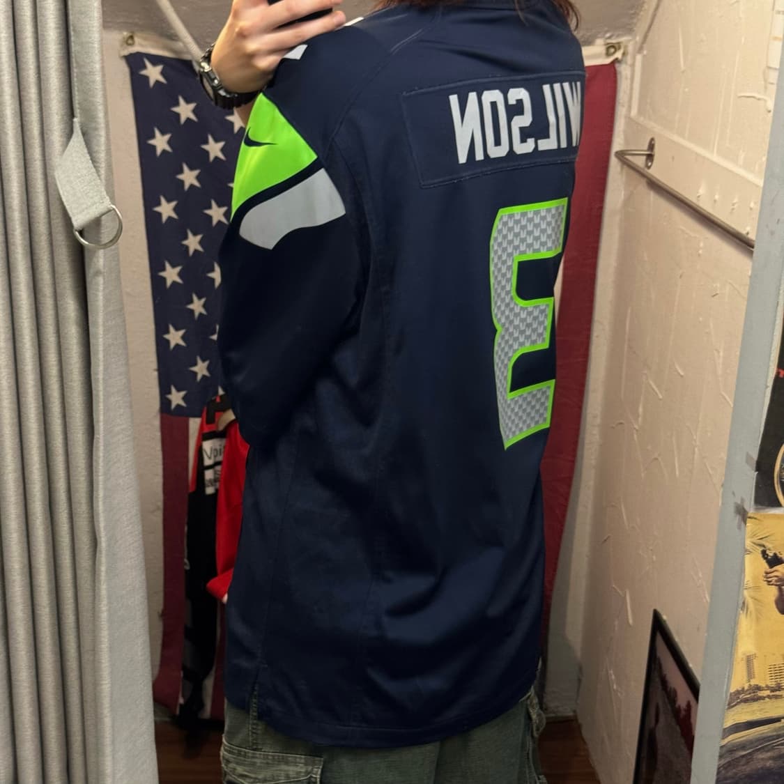 나이키 NFL 시애틀 시호크스 러셀 윌슨 게임 반팔 저지 네이비 상품이미지2
