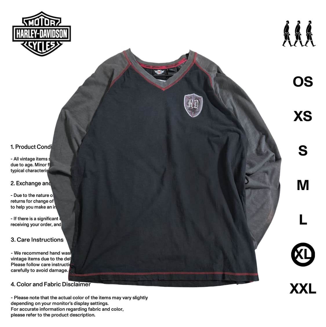 할리데이비슨 레드 스티치 롱슬리브 XL사이즈 상품이미지1