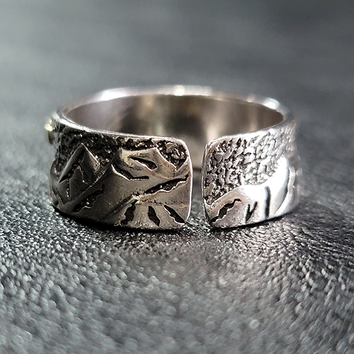 Khael 실버 남자 엔틱 빈티지 명품 고대 입체 산맥 반지 상품이미지4