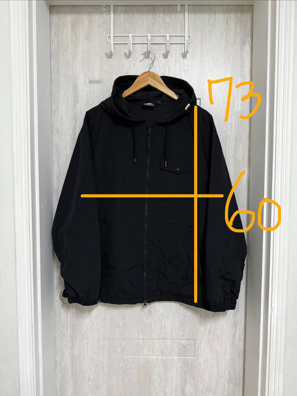 남성 XL 105 / 뉴발란스 윈드브레이커 바람막이 블랙 상품이미지2