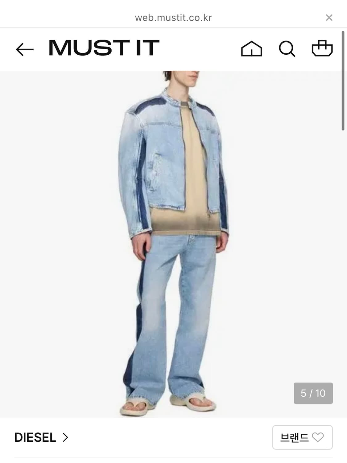 디젤 콘트라스트 데님 바이커 자켓 L 상품이미지2