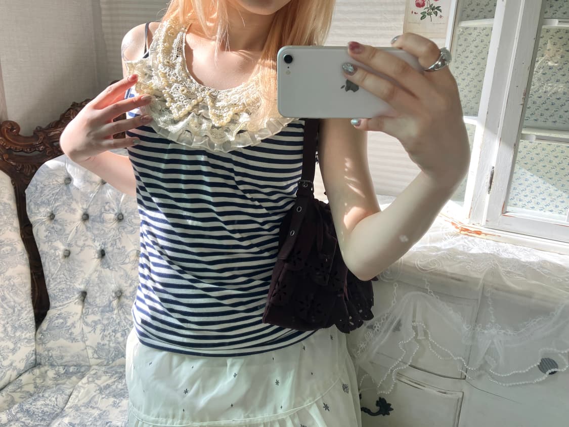 Axes femme 로맨틱 레이스 스트라이프 나시 상품이미지2