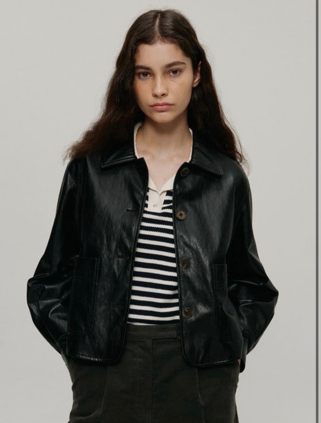 앳코너 페이크 레더 크롭 자켓 상품이미지1